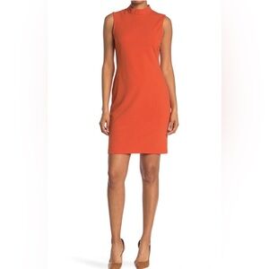 LIKE NEW Sharagano Orange Mock Neck Sleeveless Dress